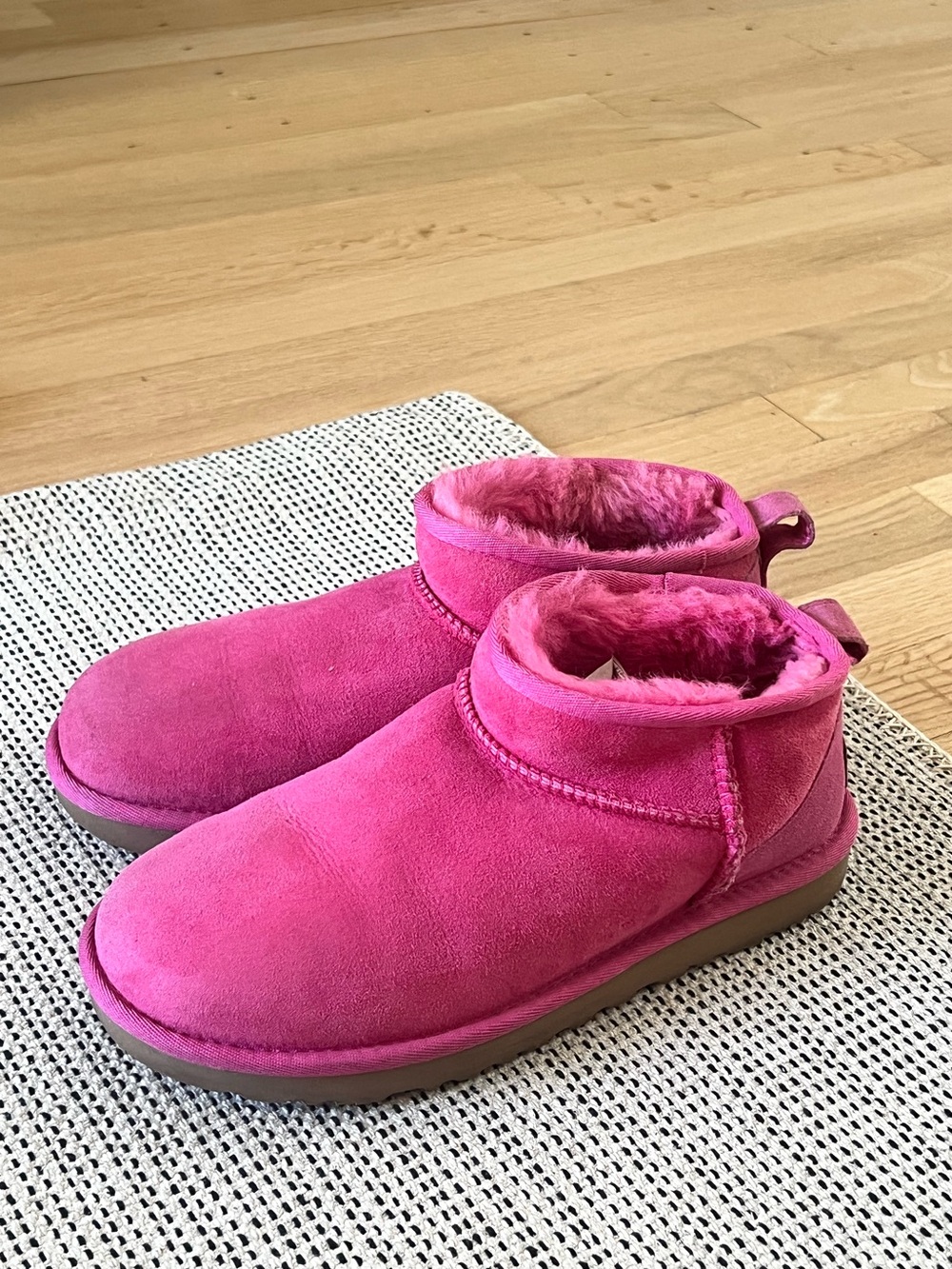 UGG Pink Classic Mini Shearling Lined Boots in vibrant pink